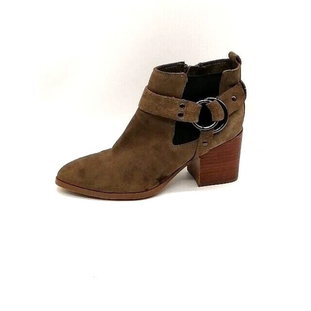 Marc Fisher Boots Womens Ankle Shoe View Brown Suede Zip Pointed Toe Stretch 6